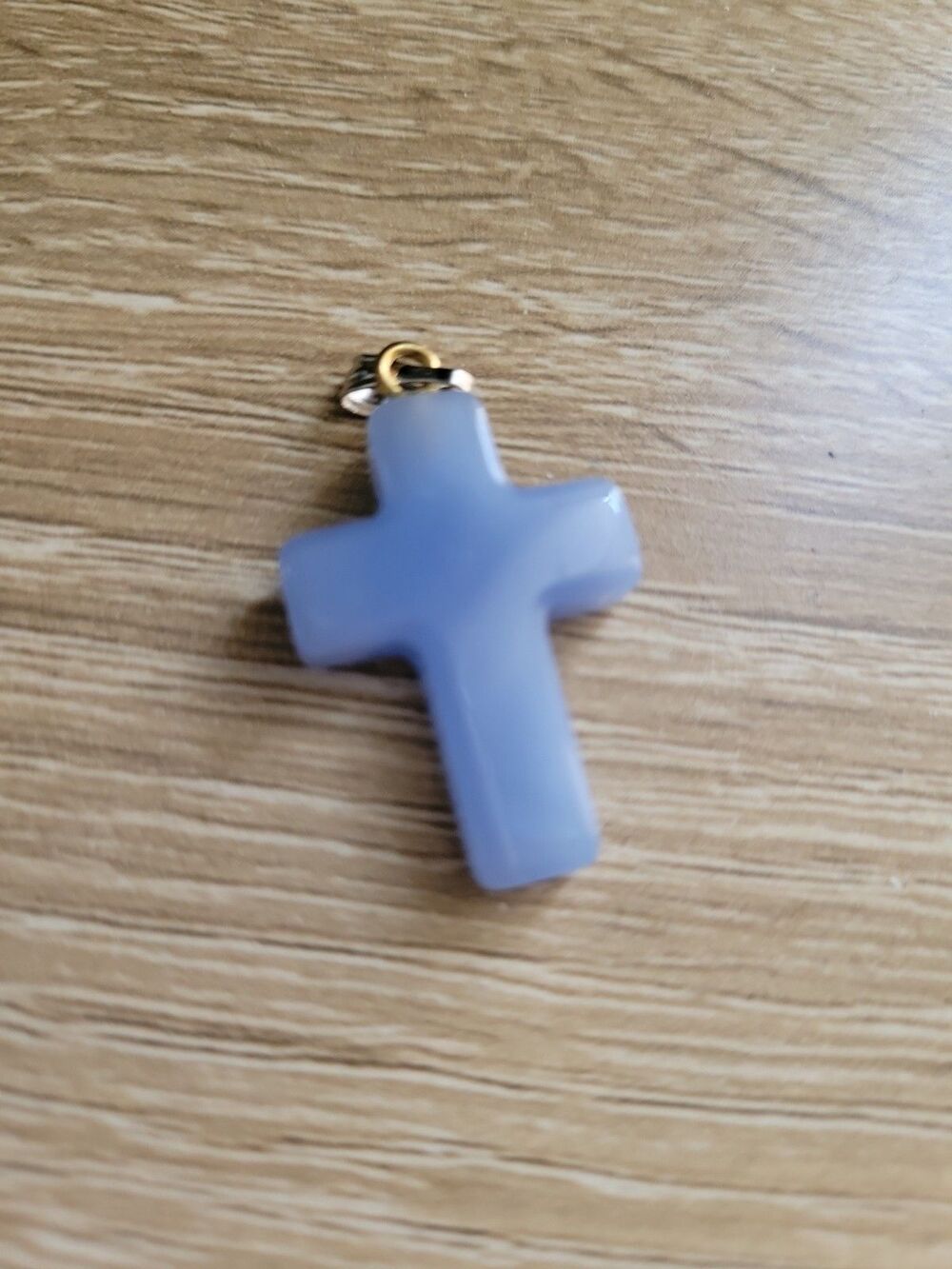 Blue Jade Cross Pendant & 20 Inch Silver Chain